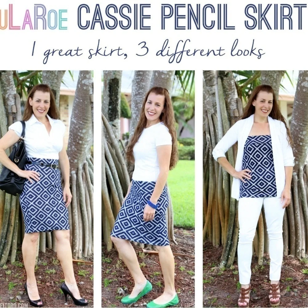 LulaRoe Cassie Pencil Skirt Stretchy High Wide Waist  Adjustable Sizes S-M 6-8 - Picture 9 of 12
